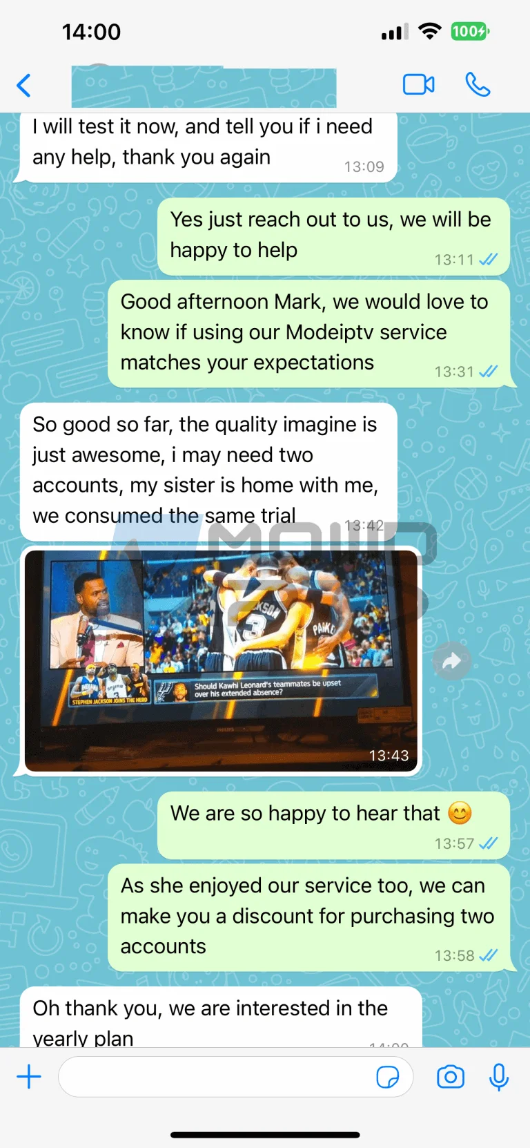 Customer feedback and testimonials for IPTV Canada services